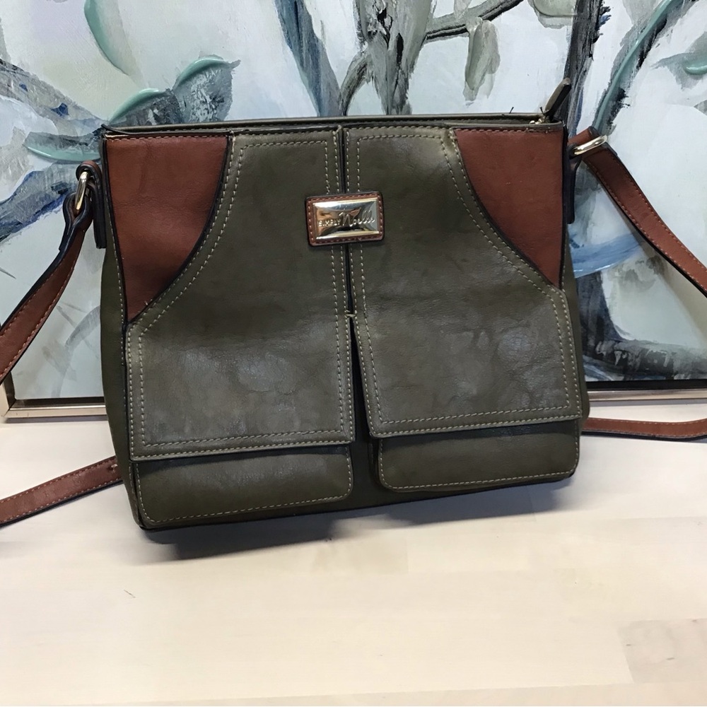 Simply Noelle Olive/Brown Purse Bag Adjustable Strap - 5 Ext/Pockets